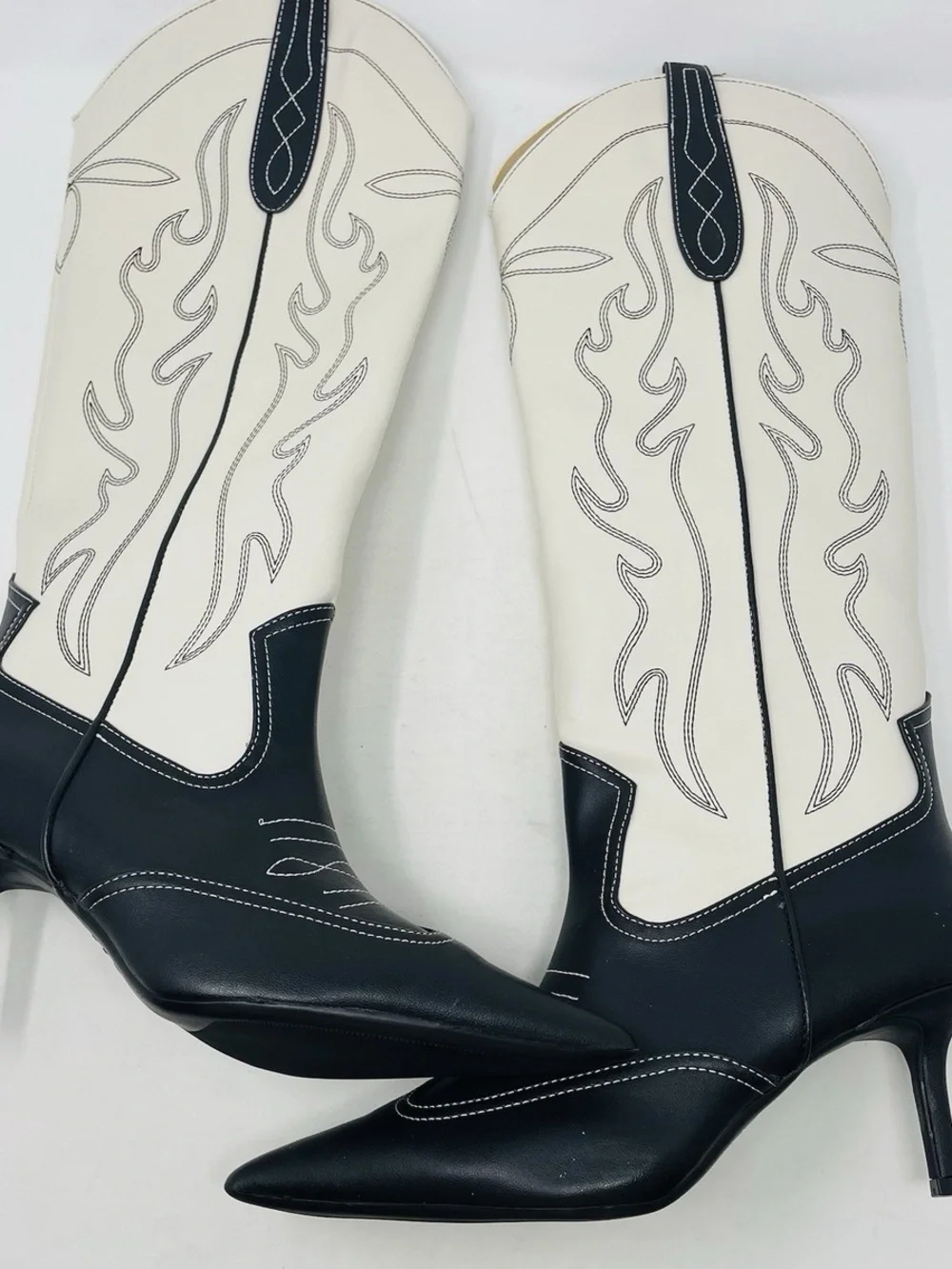 INC International Concepts Black and White Pointed-Toe Over-the-Knee Boot